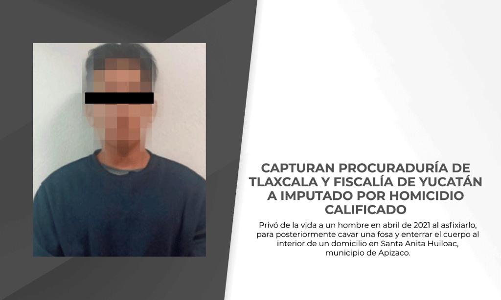 Capturan Procuraduría de Tlaxcala y Fiscalía de Yucatán a imputado por homicidio